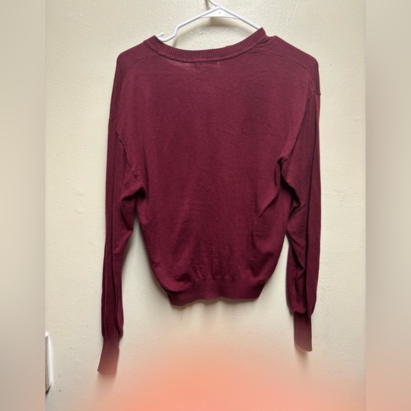 Good American Top Women's XXS/XS Evereve Henley Vneck Pullover Burgundy - Picture 4 of 7